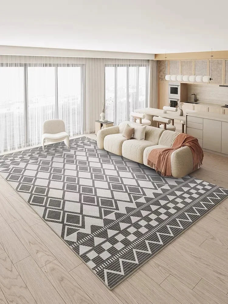 VIKAMA French Vintage Loop Pile Carpet Light Luxury Modern High-class Cream Style Home Bedroom Bedside Mat Coffee Table Rug